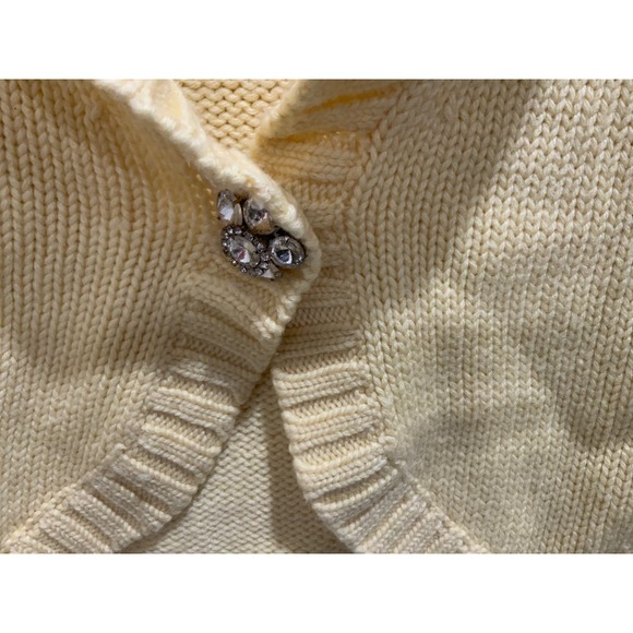 Banana Republic Womens Cream Merino Wool cardigan Collar Embellished Button S - Picture 5 of 11